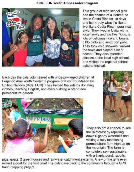 Kids' FUN Youth Ambassador Newspaper Article p1